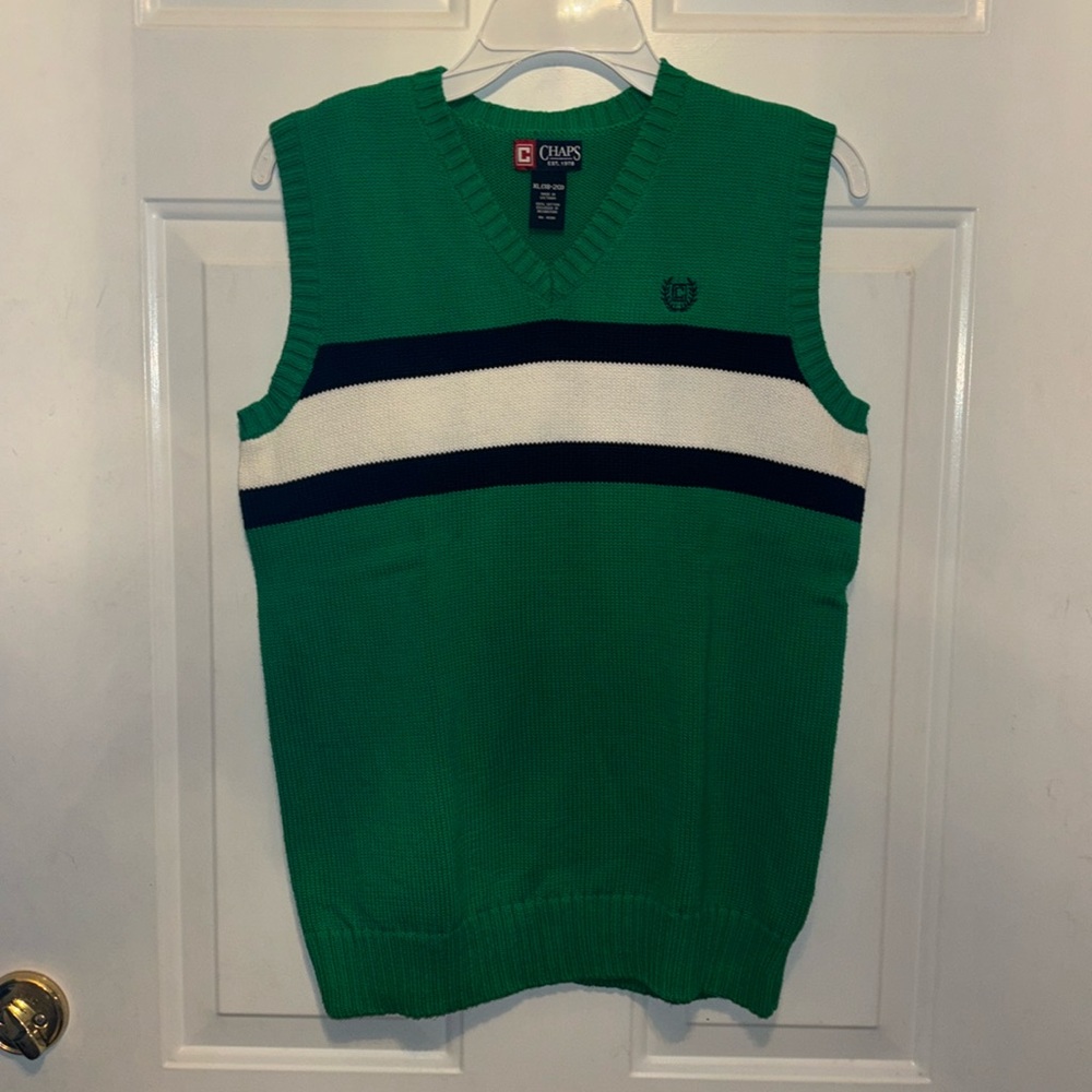 Chaps green sweater vest 100% Cotton